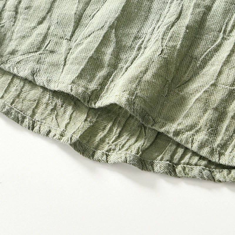 Camicia da uomo in lino ramiè con risvolto semplice e bottoni a metà, motivo Buddha Stones