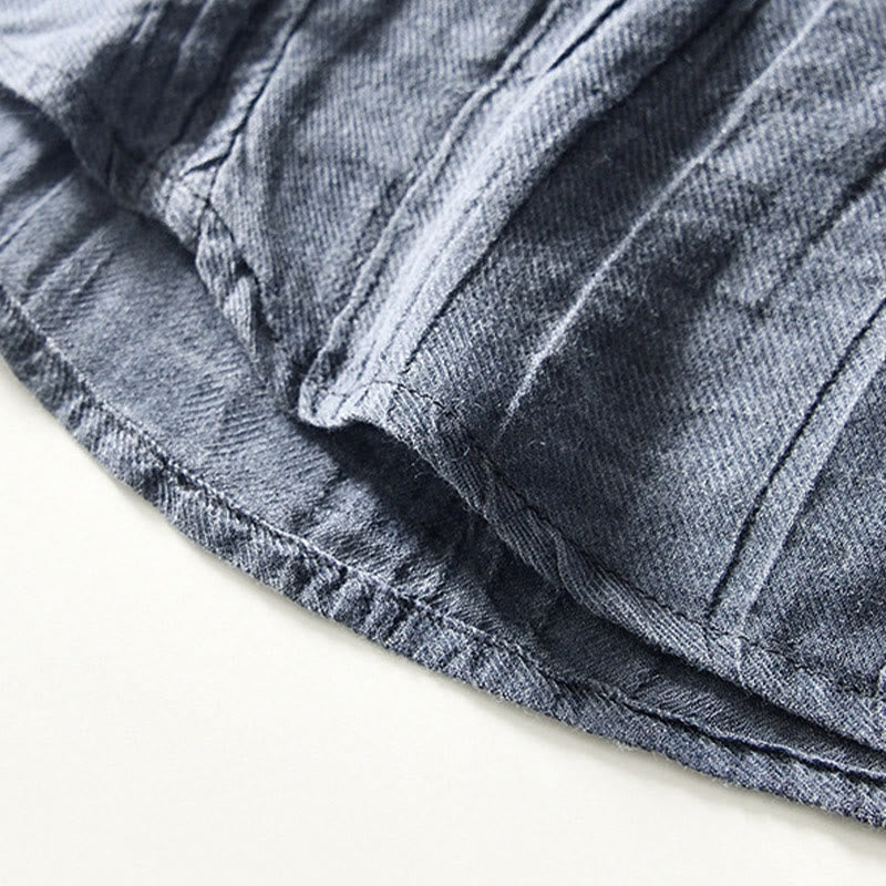 Camicia da uomo in lino ramiè con risvolto semplice e bottoni a metà, motivo Buddha Stones