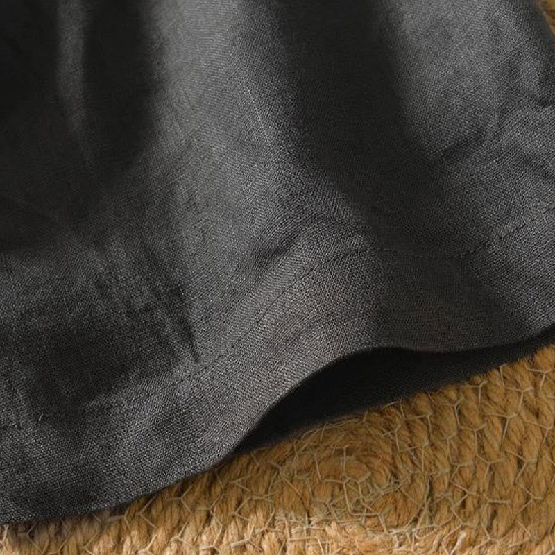 Camicia da uomo in lino a maniche corte con scollo a V e stampa Buddha Stones Casual