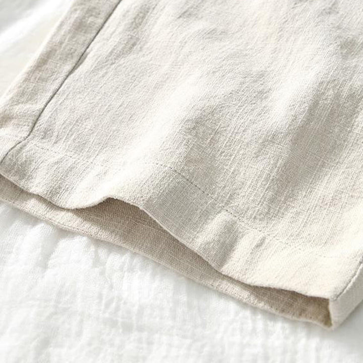 Pantaloni da uomo in cotone e lino con coulisse, modello semplice, con tasche, lunghezza 7-8, motivo Buddha Stones - image 4