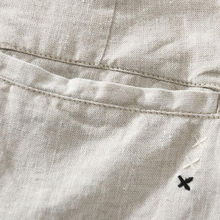 Pantaloncini da uomo in lino con coulisse, tinta unita, con tasche e motivo Buddha Stones