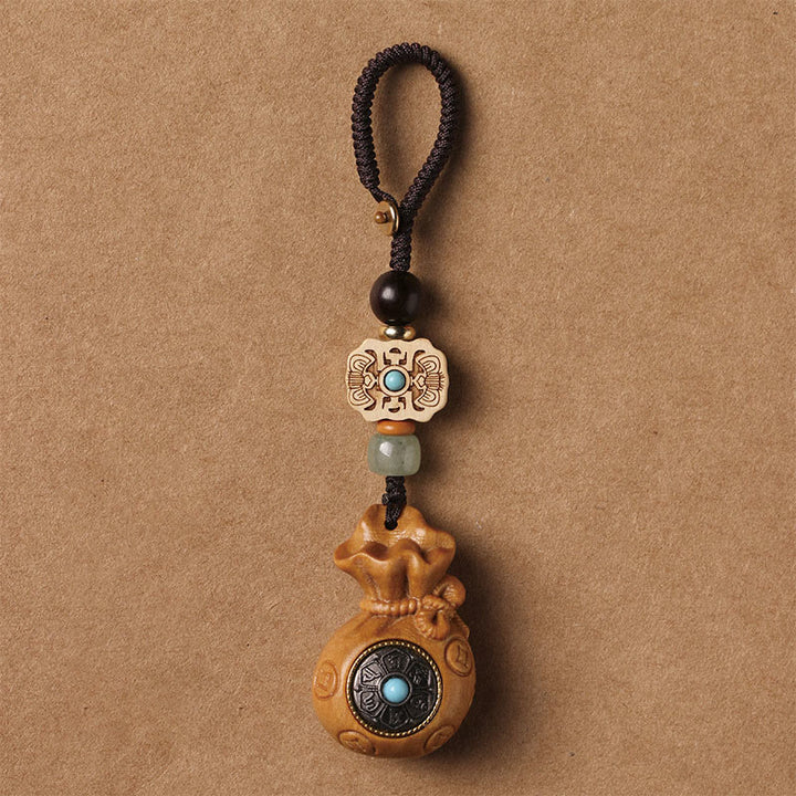 Buddha Stones Sandalo Piccola foglia Sandalo rosso Sandalo verde Om Mani Padme Hum Calma Portachiavi Telefono Decorazione da appendere