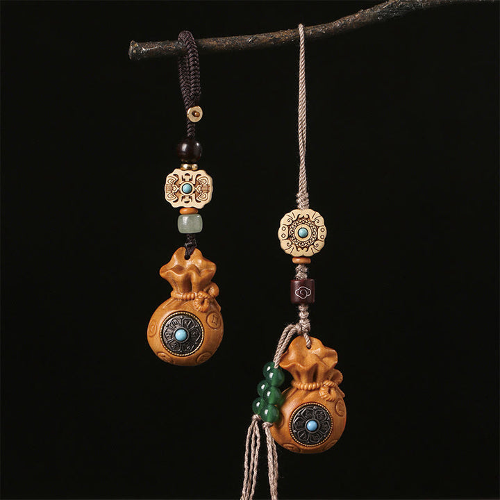 Buddha Stones Sandalo Piccola foglia Sandalo rosso Sandalo verde Om Mani Padme Hum Calma Portachiavi Telefono Decorazione da appendere