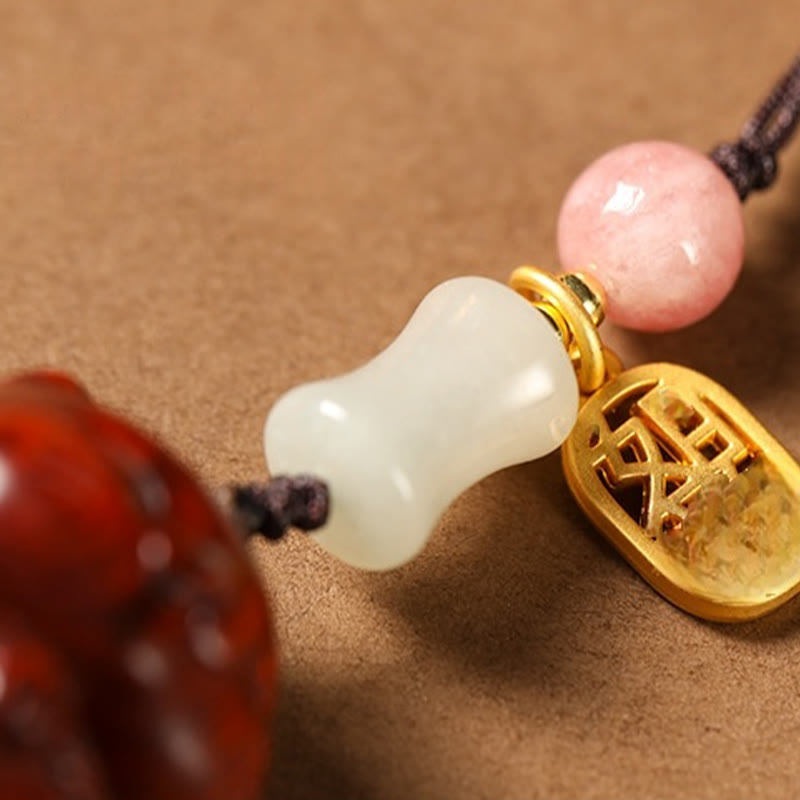 Buddha Stones Piccola foglia Sandalo rosso Sandalo verde Sandalo Gatto fortunato Protezione Portachiavi Telefono Appeso Decorazione - image 12