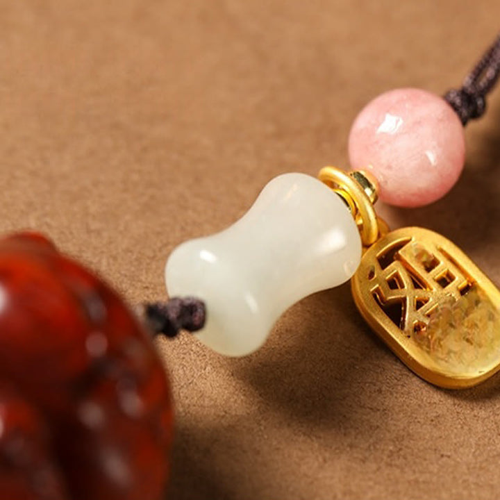 Buddha Stones Piccola foglia Sandalo rosso Sandalo verde Sandalo Gatto fortunato Protezione Portachiavi Telefono Appeso Decorazione - image 12