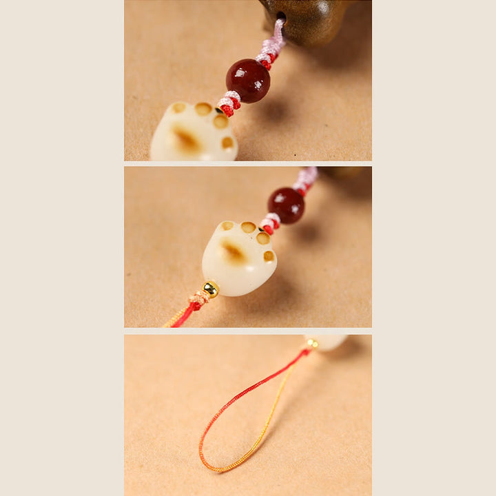 Buddha Stones Piccola foglia Sandalo rosso Sandalo verde Sandalo seduto Gatto lenitivo Telefono Decorazione appesa - image 16