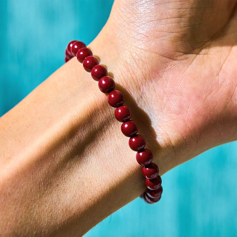 Braccialetto di benedizione con ciondolo Fu, carattere zucca e cinabro Buddha Stones