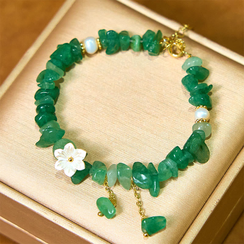 Buddha Stones Quarzo fragola naturale Quarzo fragola verde Braccialetto di guarigione di cristallo Super Seven Flower