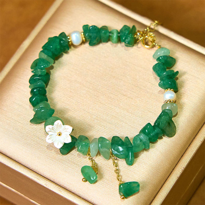 Buddha Stones Quarzo fragola naturale Quarzo fragola verde Braccialetto di guarigione di cristallo Super Seven Flower