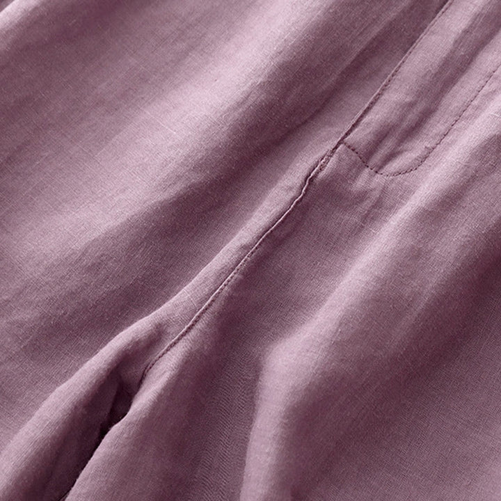 Buddha Stones Summer Casual Ricamo Fiore Pieghettato Cerniera Bottone Cotone Lino Pantaloncini da Donna con Tasche - image 10