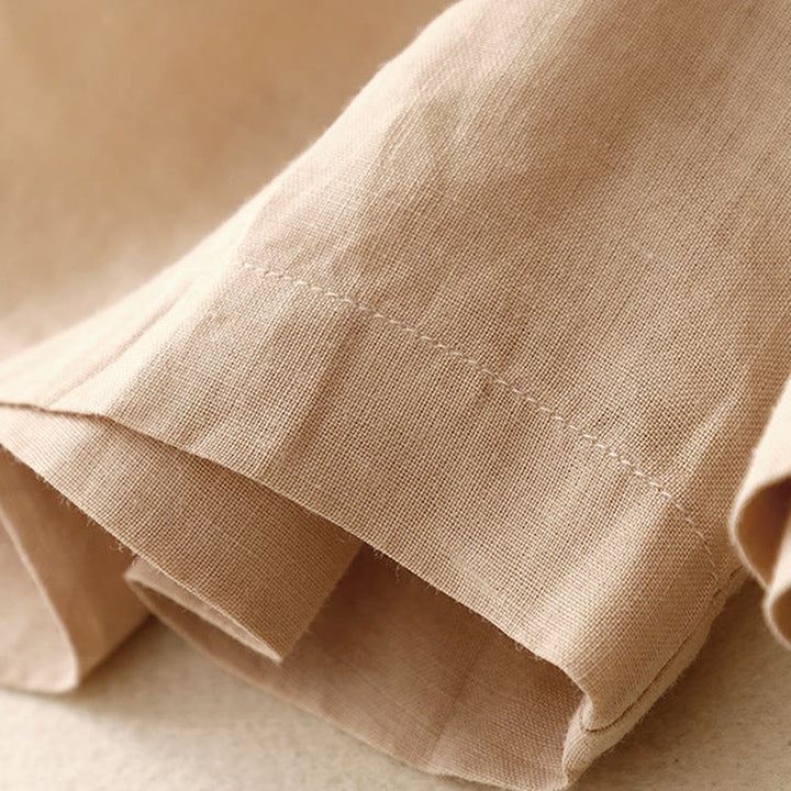 Buddha Stones Summer Casual Ricamo Fiore Pieghettato Cerniera Bottone Cotone Lino Pantaloncini da Donna con Tasche - image 24