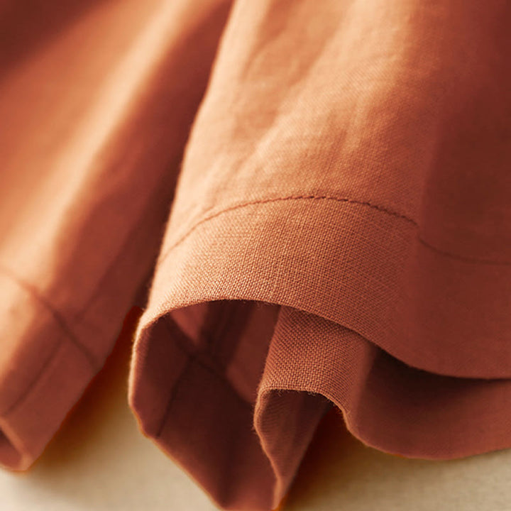 Buddha Stones Summer Casual Ricamo Fiore Pieghettato Cerniera Bottone Cotone Lino Pantaloncini da Donna con Tasche - image 13