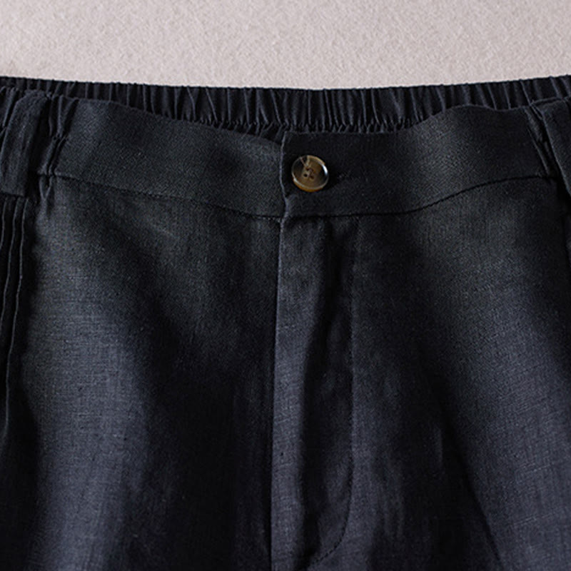 Buddha Stones Summer Daily Simple Wrinkle Design Pantaloncini da donna in cotone e lino con tasche - image 9