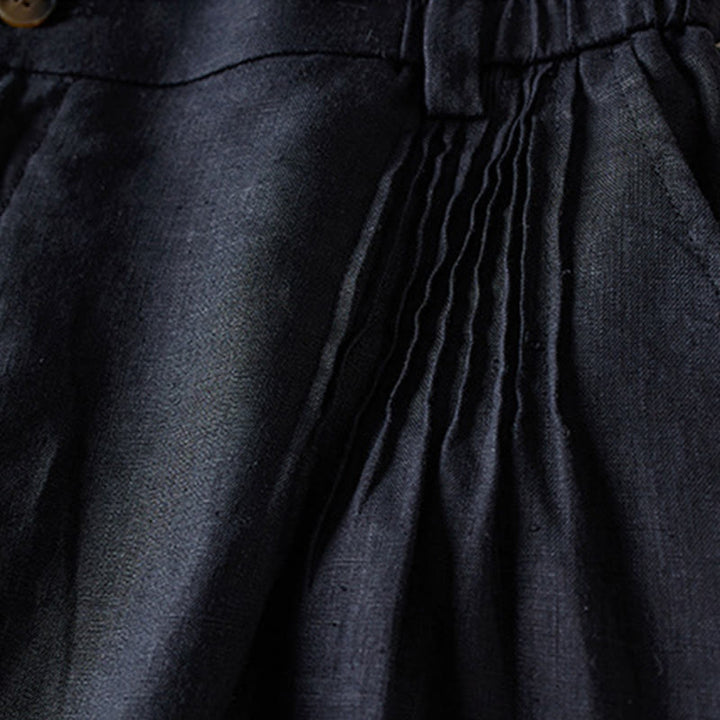 Buddha Stones Summer Daily Simple Wrinkle Design Pantaloncini da donna in cotone e lino con tasche - image 11