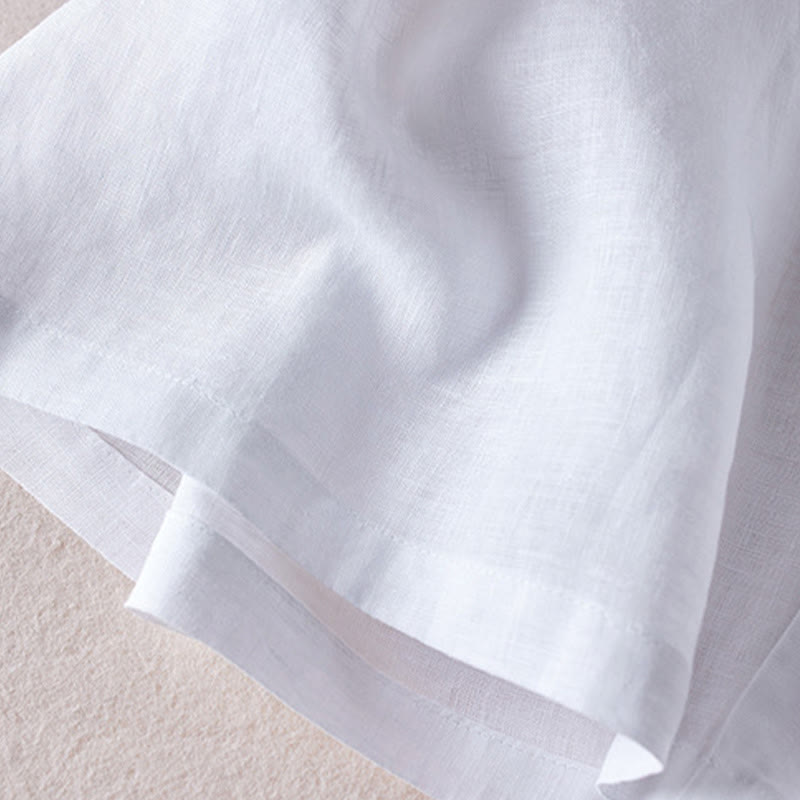 Buddha Stones Summer Daily Simple Wrinkle Design Pantaloncini da donna in cotone e lino con tasche - image 19