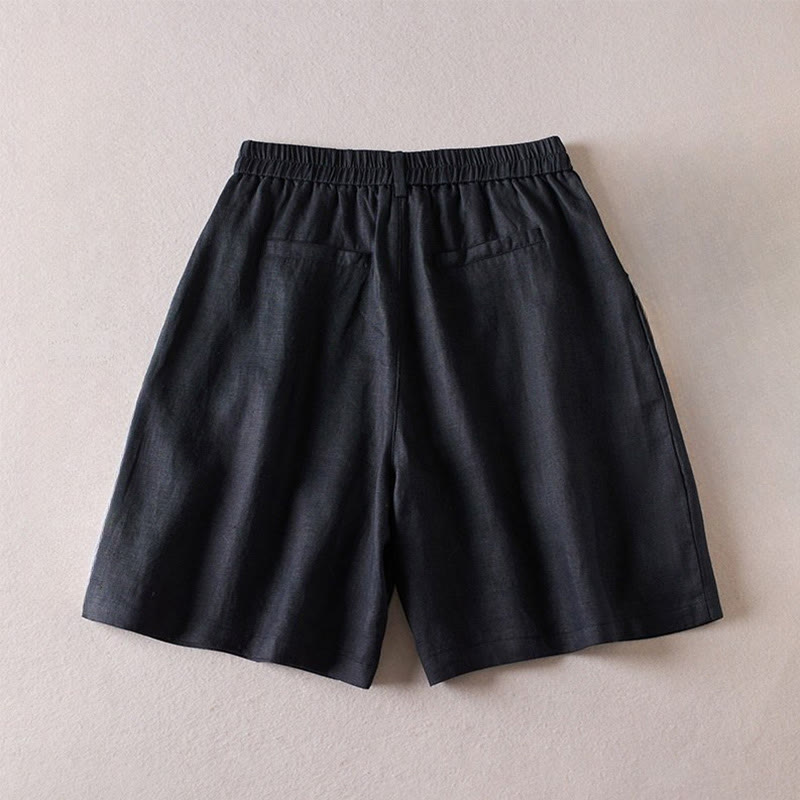 Buddha Stones Summer Daily Simple Wrinkle Design Pantaloncini da donna in cotone e lino con tasche - image 8