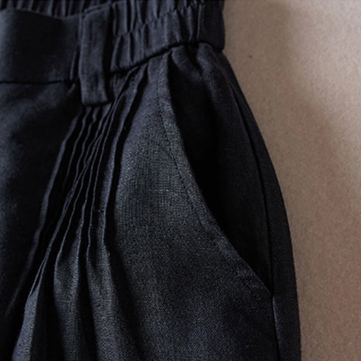 Buddha Stones Summer Daily Simple Wrinkle Design Pantaloncini da donna in cotone e lino con tasche - image 10