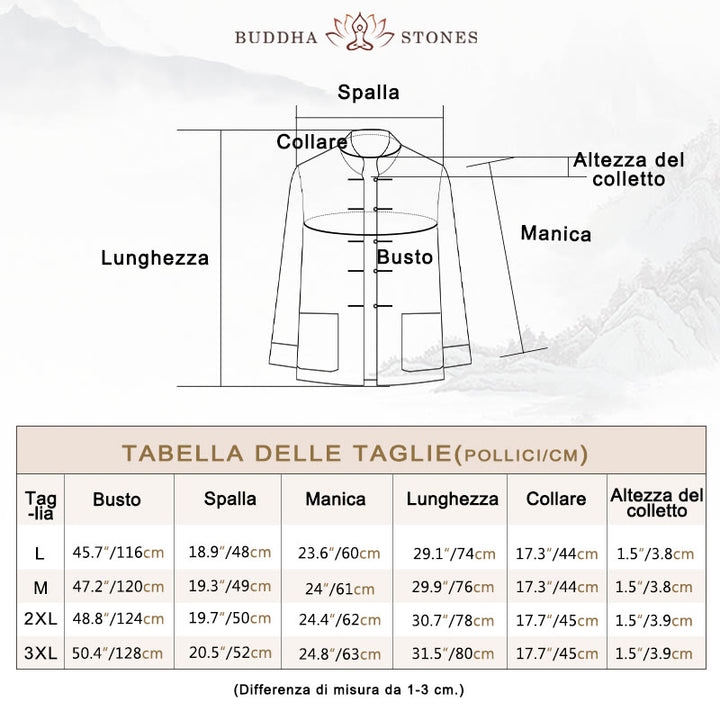 Buddha Stones 2 pezzi da uomo Tang Suit Koi Fish Pattern Frog-Button manica lunga camicia pantaloni set - image 5