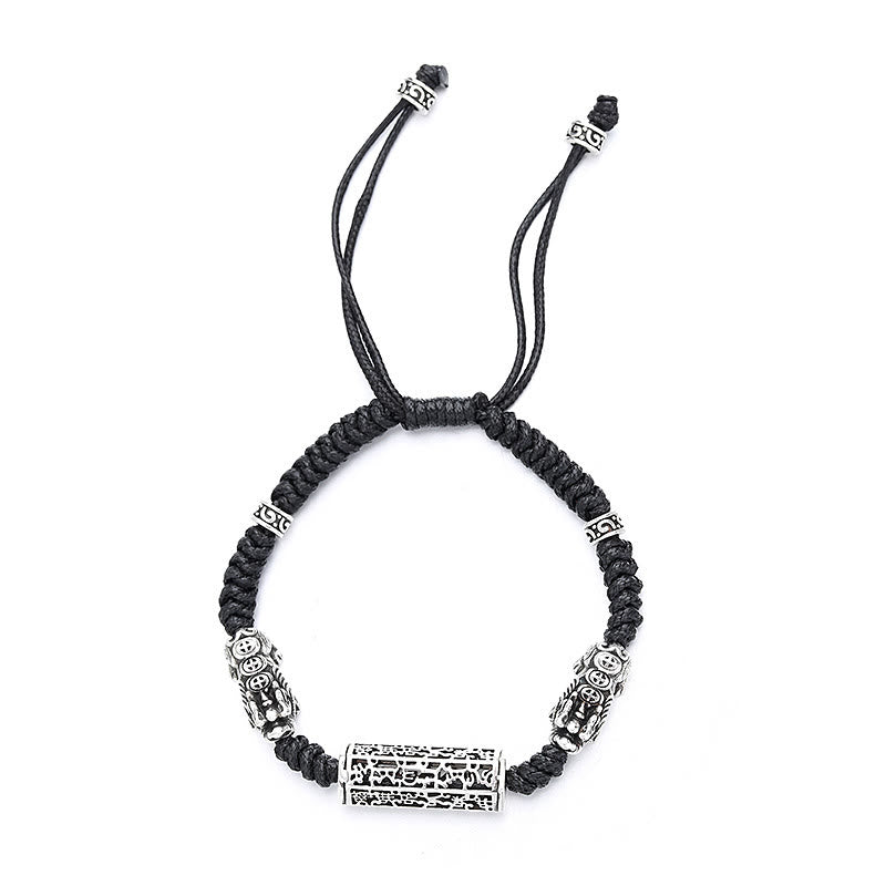 Buddha Stones Tibetano Nero String Rame Om Mani Padme Hum Pixiu Protezione Braccialetto Intrecciato