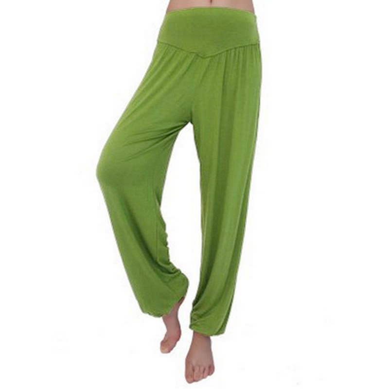 Pantaloni lunghi harem da danza yoga in modal tinta unita Buddha Stones - Verde militare - US14, UK/AU18, EU46 (3XL) - image 8