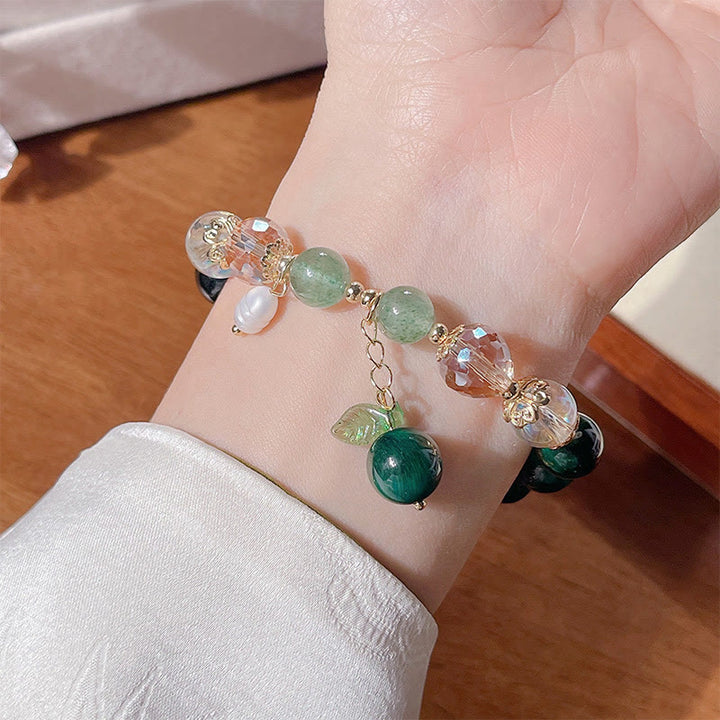 Braccialetto positivo con perline di occhio di tigre verde naturale Buddha Stones Green Leaf