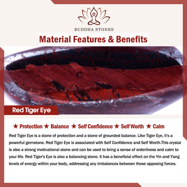 Buddha Stones Occhio di tigre rosso naturale Perle di occhio di tigre viola Braccialetto di protezione con foglia verde