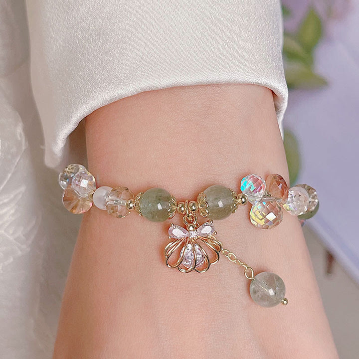 Braccialetto positivo in perle di quarzo fragola naturale Buddha Stones