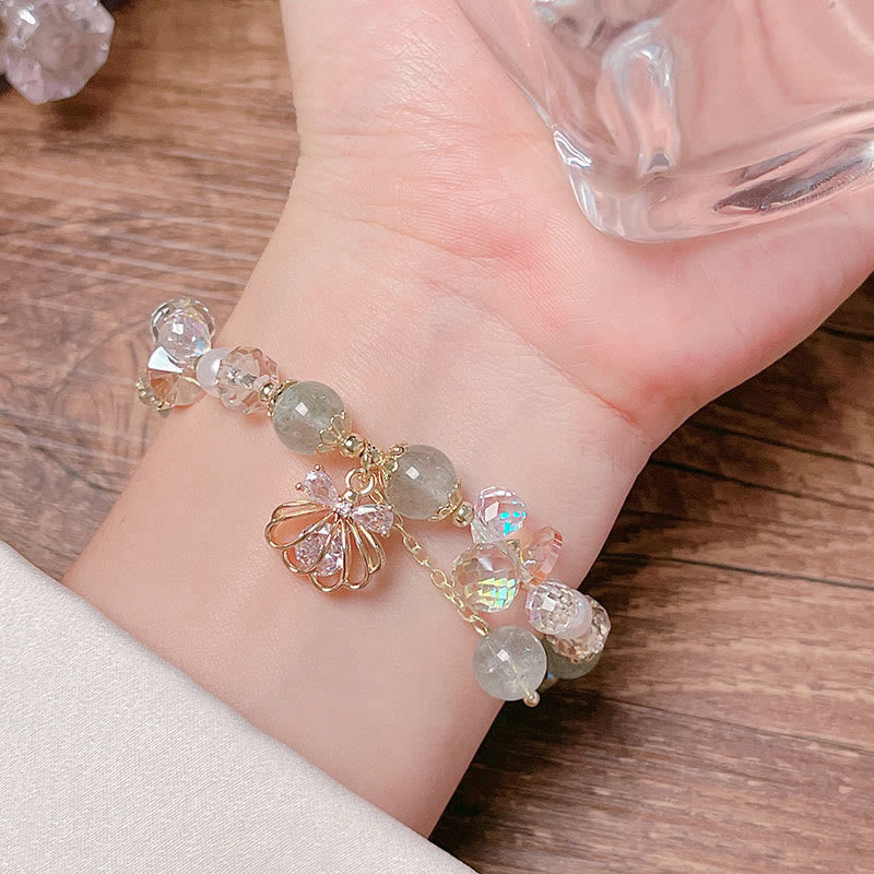 Braccialetto positivo in perle di quarzo fragola naturale Buddha Stones