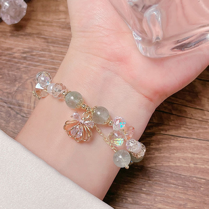 Braccialetto positivo in perle di quarzo fragola naturale Buddha Stones