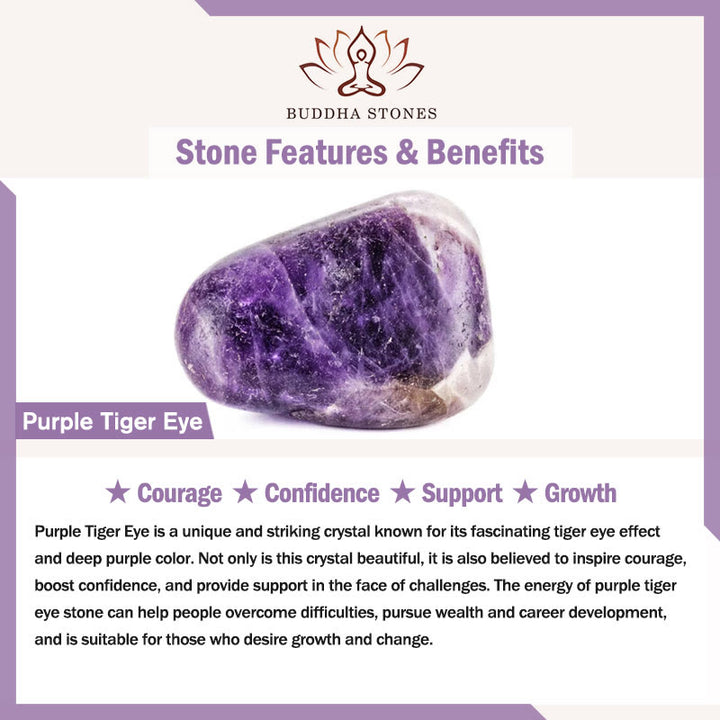 Buddha Stones Occhio di tigre rosso naturale Perle di occhio di tigre viola Braccialetto di protezione con foglia verde