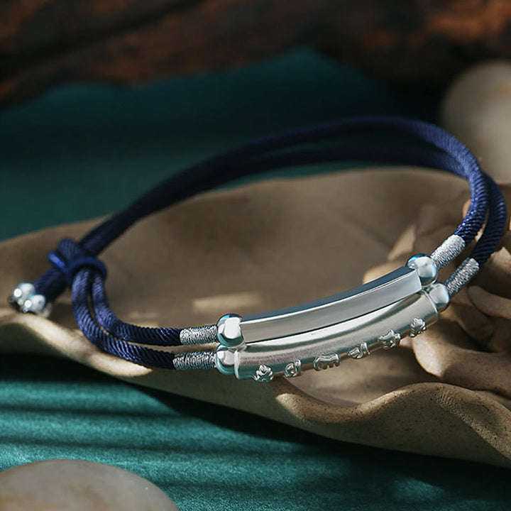 Bracciale doppio intrecciato a mano in argento sterling Om Mani Padme Hum con nodo del drago Buddha Stones - image 9