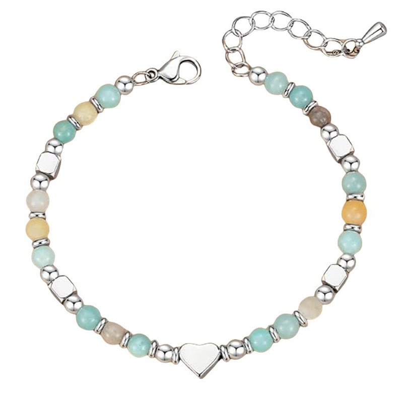 Bracciale Buddha Stones Pietra naturale Amazzonite Ametista Lazurite Quarzo rosa Cuore Equilibrio positivo