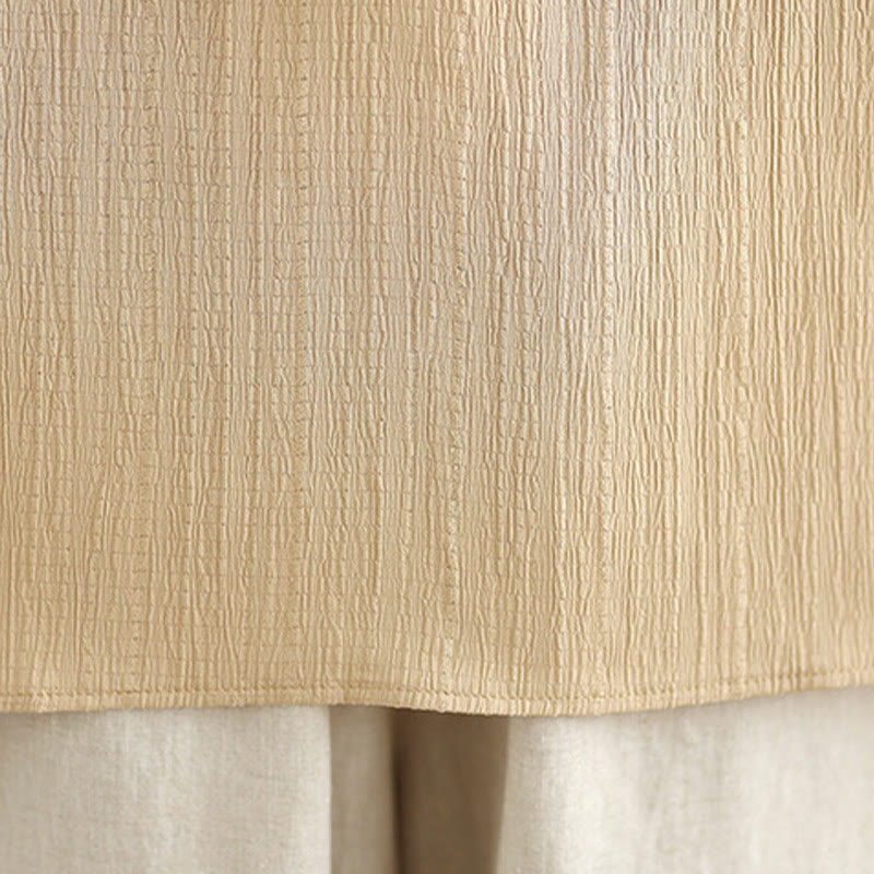 Buddha Stones Summer Casual Pure Mezza Manica a Sbuffo Mezza Bottone Scollo a V T-Shirt da Donna