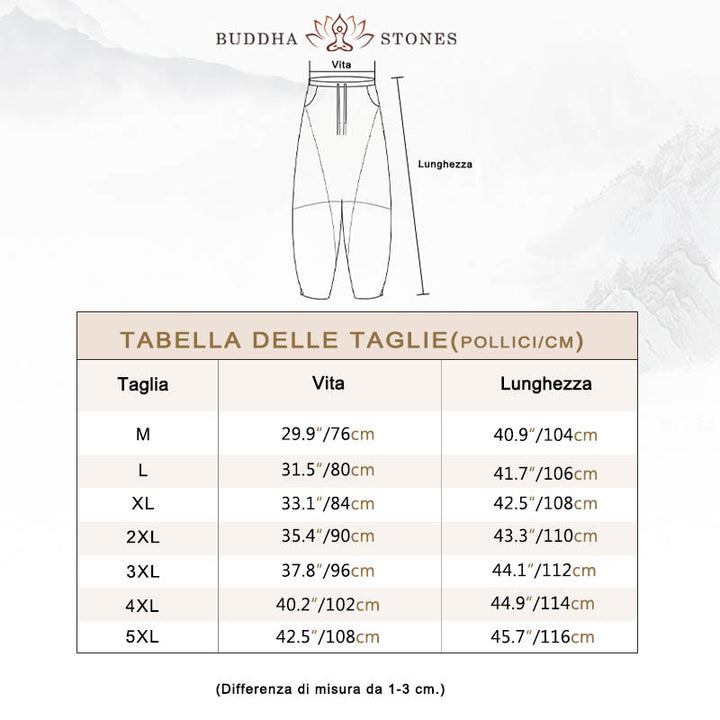 Pantaloni casual da uomo Buddha Stones in cotone tinta unita con coulisse e tasche - image 4