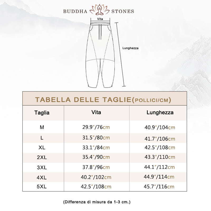 Pantaloni casual da uomo Buddha Stones in cotone tinta unita con coulisse e tasche - image 4