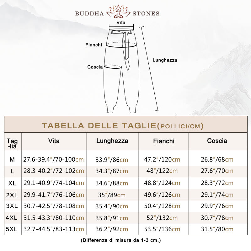 Pantaloni harem da uomo in cotone con lacci e tasche Buddha Stones Ocean Waves - image 3