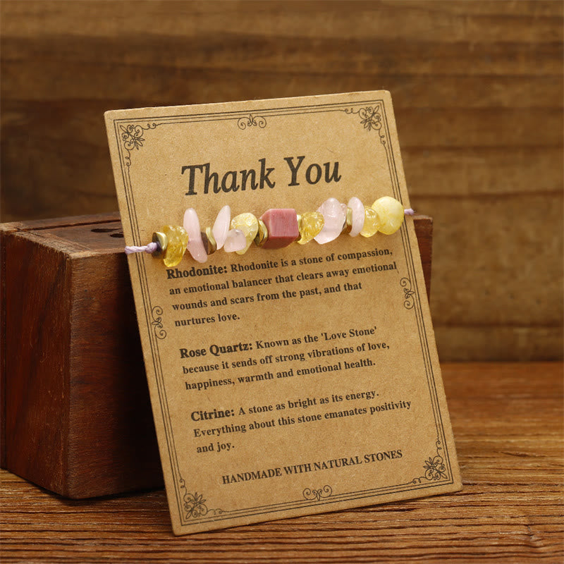 Buddha Stones Thank You Quarzo Rosa Citrino Rodonite Passionale