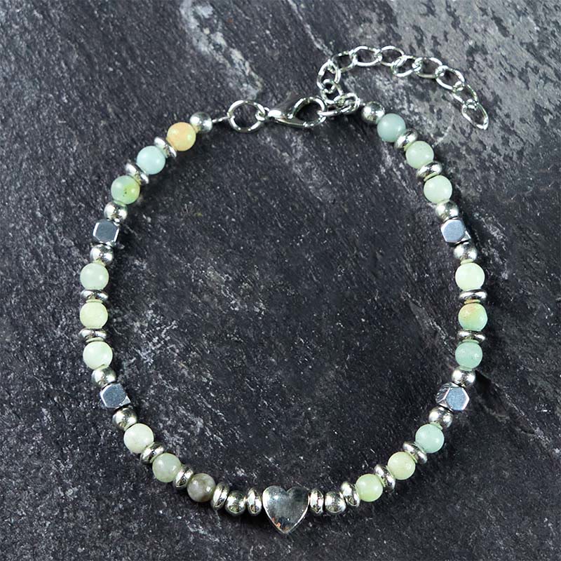 Bracciale Buddha Stones Pietra naturale Amazzonite Ametista Lazurite Quarzo rosa Cuore Equilibrio positivo