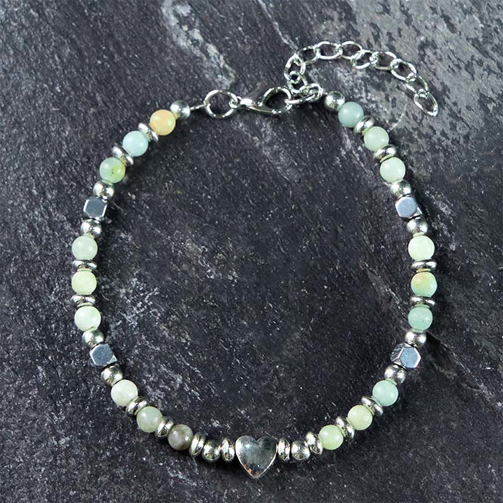 Bracciale Buddha Stones Pietra naturale Amazzonite Ametista Lazurite Quarzo rosa Cuore Equilibrio positivo