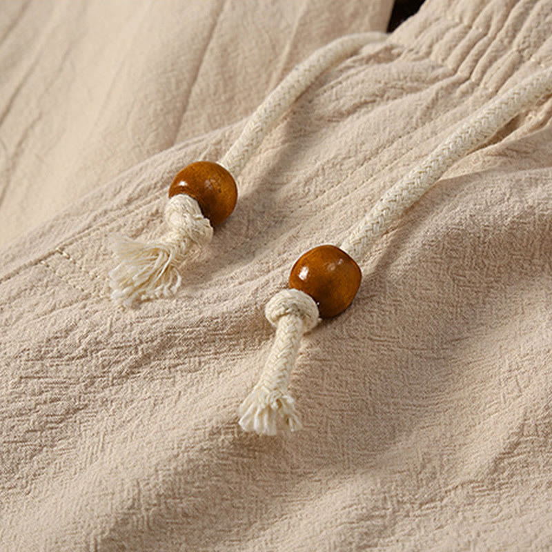 Buddha Stones 2 pezzi tinta unita rana-bottoni Tang Suit cotone lino manica corta pantaloni abbigliamento uomo set - image 10