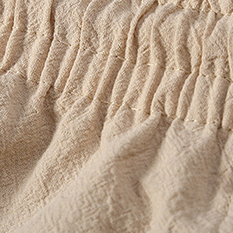 Buddha Stones 2 pezzi tinta unita rana-bottoni Tang Suit cotone lino manica corta pantaloni abbigliamento uomo set - image 11