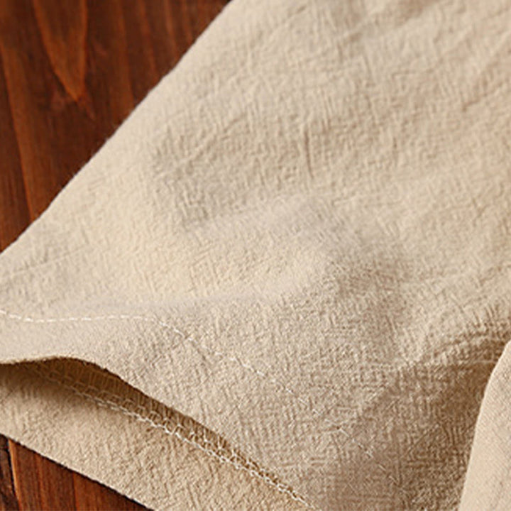 Buddha Stones 2 pezzi tinta unita rana-bottoni Tang Suit cotone lino manica corta pantaloni abbigliamento uomo set - image 8