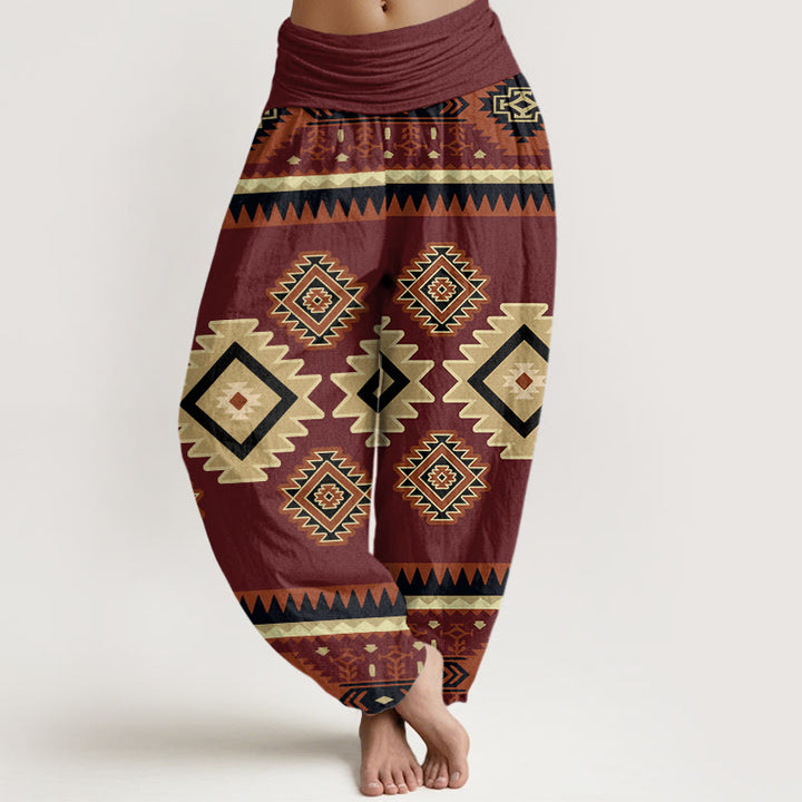 Pantaloni harem con elastico in vita, stile Navajo, casual, simmetrici, da donna, motivo Buddha Stones - Marrone - US22, UK/AU26, EU54 (6XL) - image 1