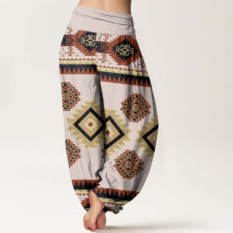 Pantaloni harem con elastico in vita, stile Navajo, casual, simmetrici, da donna, motivo Buddha Stones - image 7