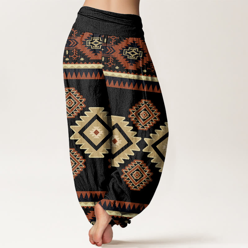 Pantaloni harem con elastico in vita, stile Navajo, casual, simmetrici, da donna, motivo Buddha Stones - image 10