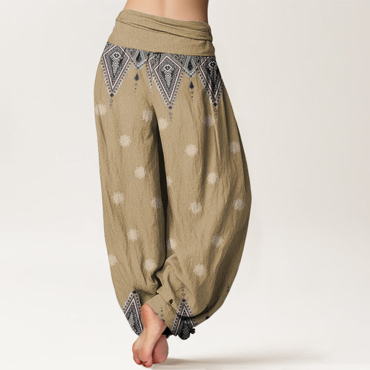 Pantaloni harem elastici in vita da donna con motivo geometrico floreale bohémien Buddha Stones - image 6