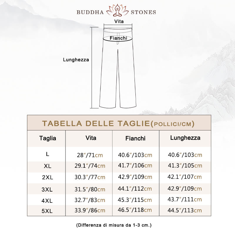 Pantaloni a gamba larga da uomo in velluto a coste di cotone tinta unita Buddha Stones con tasche