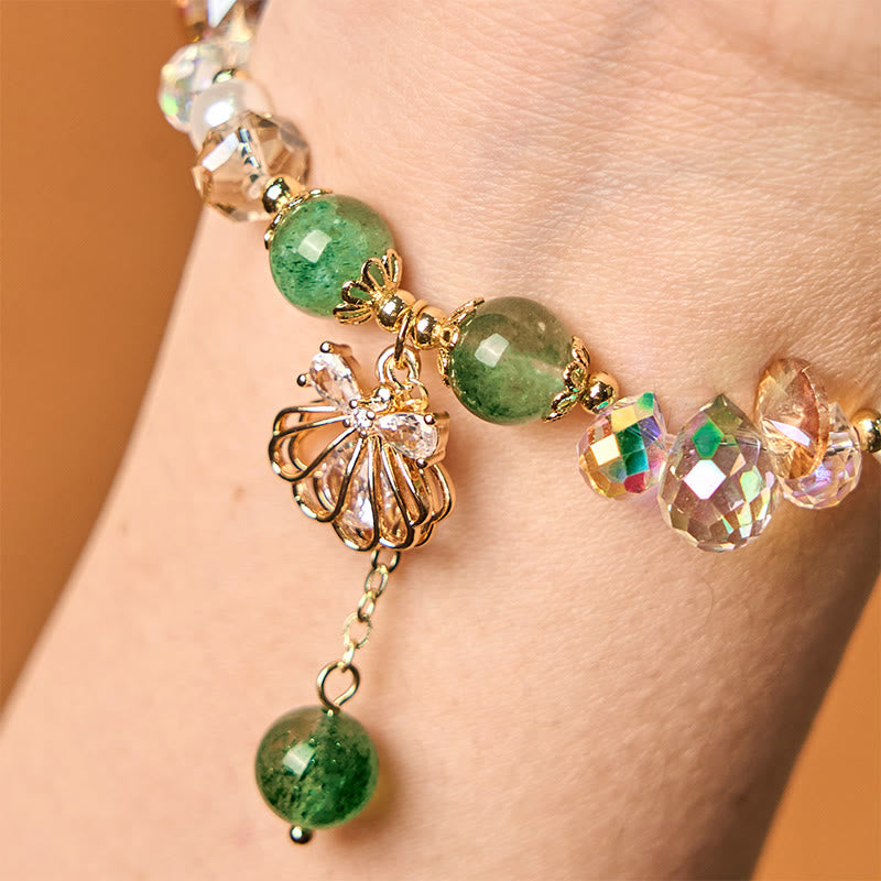 Braccialetto positivo in perle di quarzo fragola naturale Buddha Stones