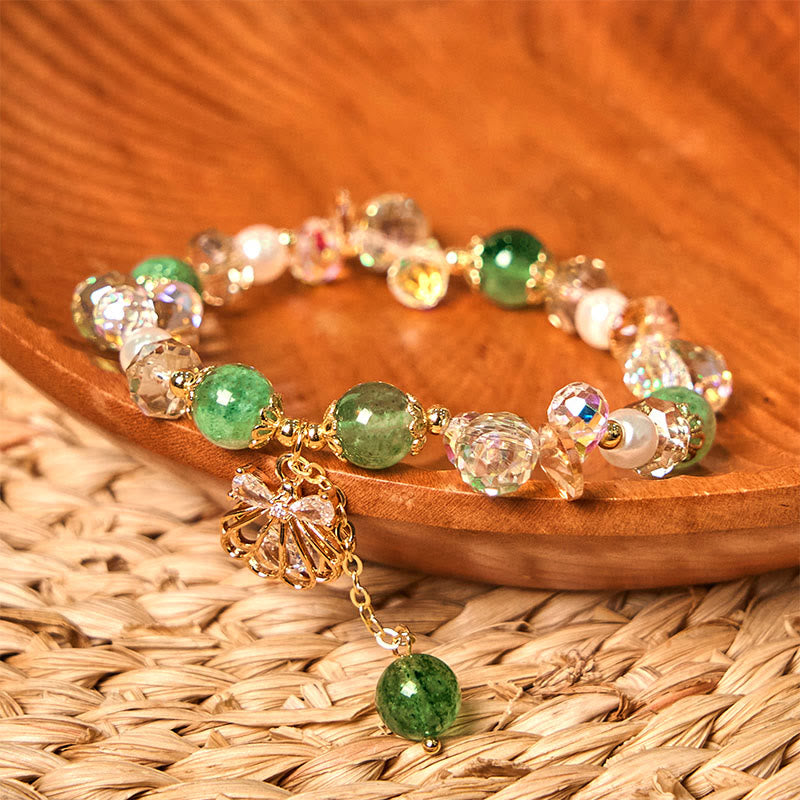 Braccialetto positivo in perle di quarzo fragola naturale Buddha Stones