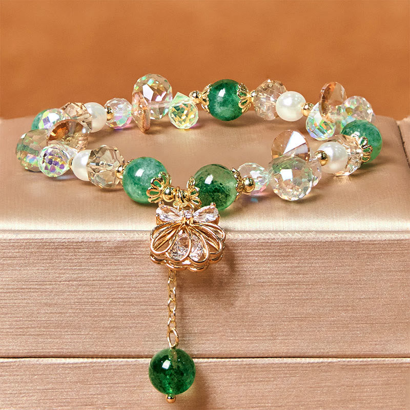 Braccialetto positivo in perle di quarzo fragola naturale Buddha Stones